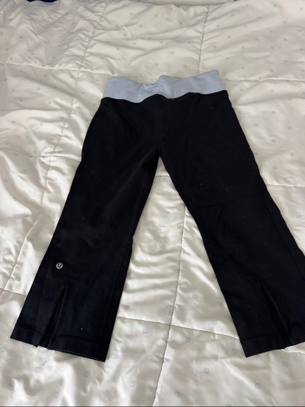 lululemon athletica Black Capri Leggings with Light Gray Waistband